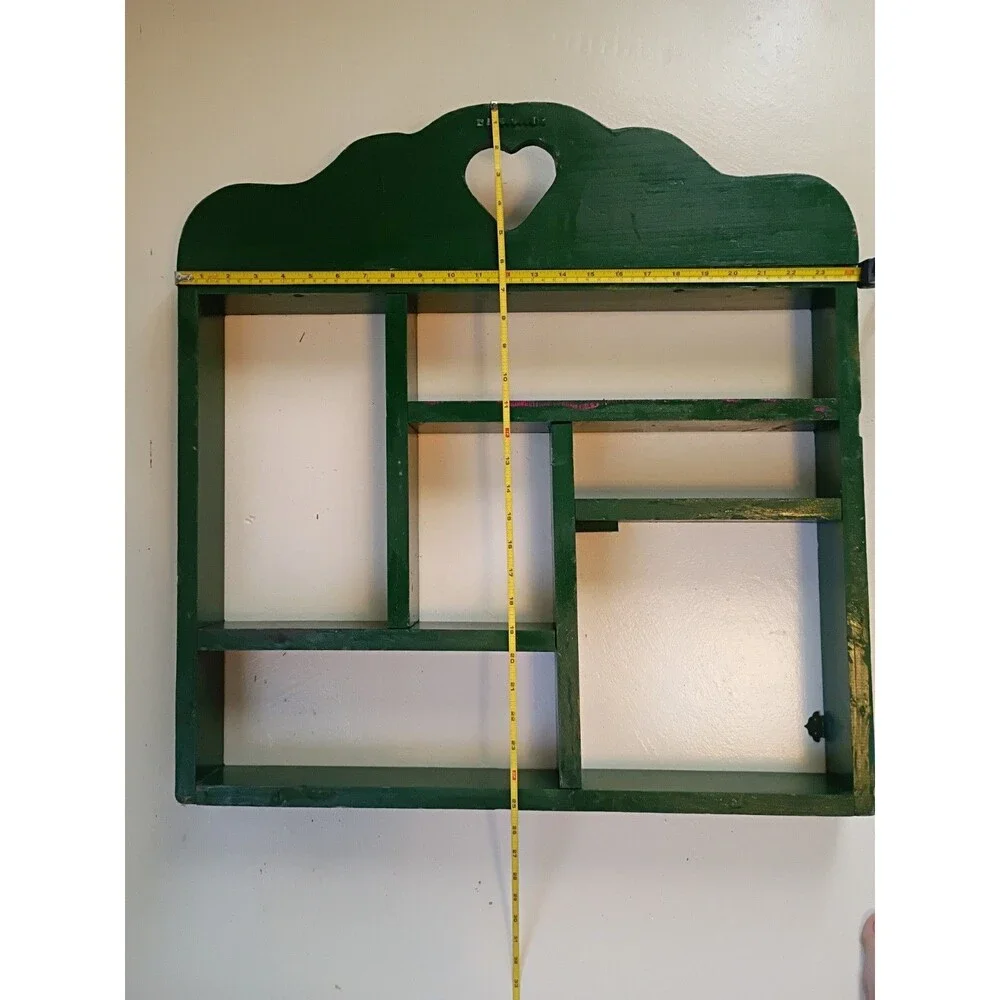 Vintage Wood Display Trinket Shelf Heart Cutout 24